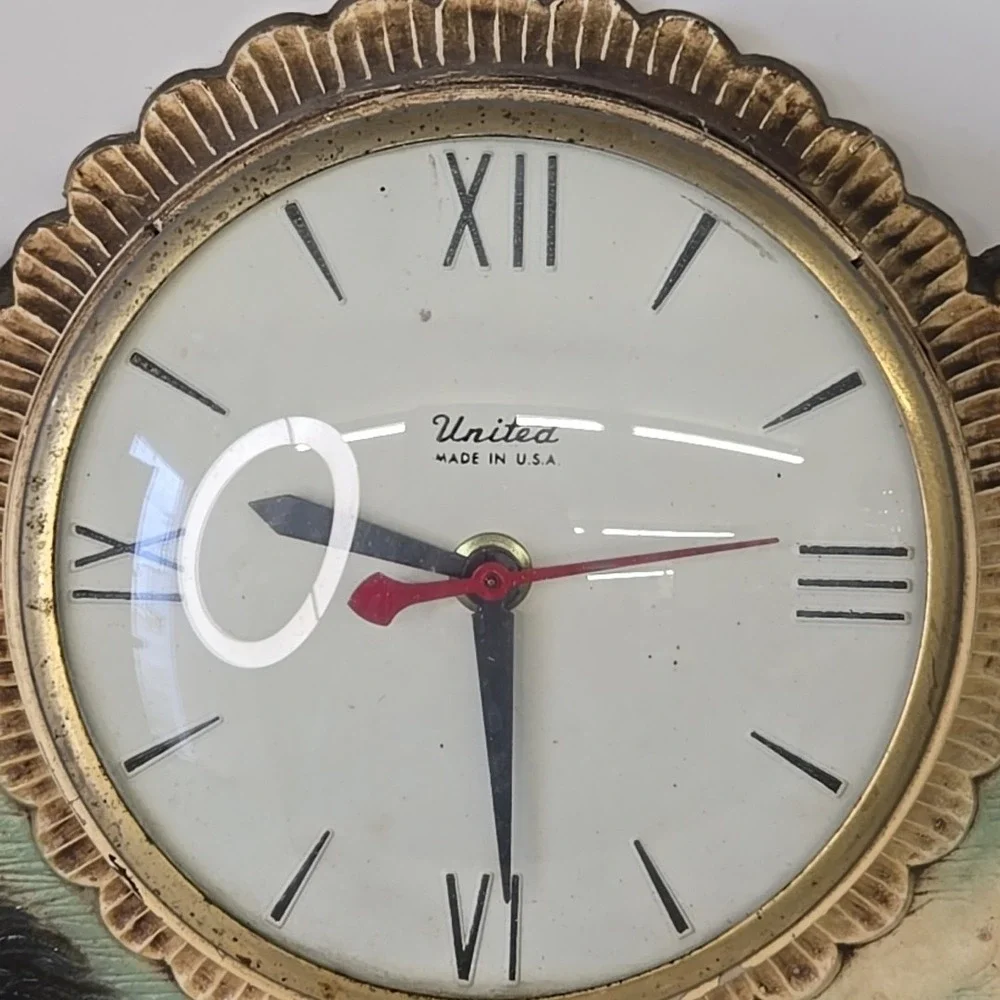 Vintage Wall Clock Horse & Sulky Race Carriage Ornate Gold Frame Working Quartz‎